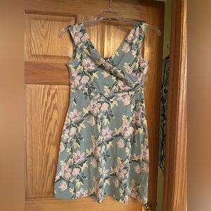 Patagonia Sage Green Floral Sundress with Pink and Yellow Flowers